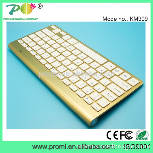 Luxury gold gift item for hotel VIP customer 2.4g wireless keyboard and touch pen mouse combo KM909